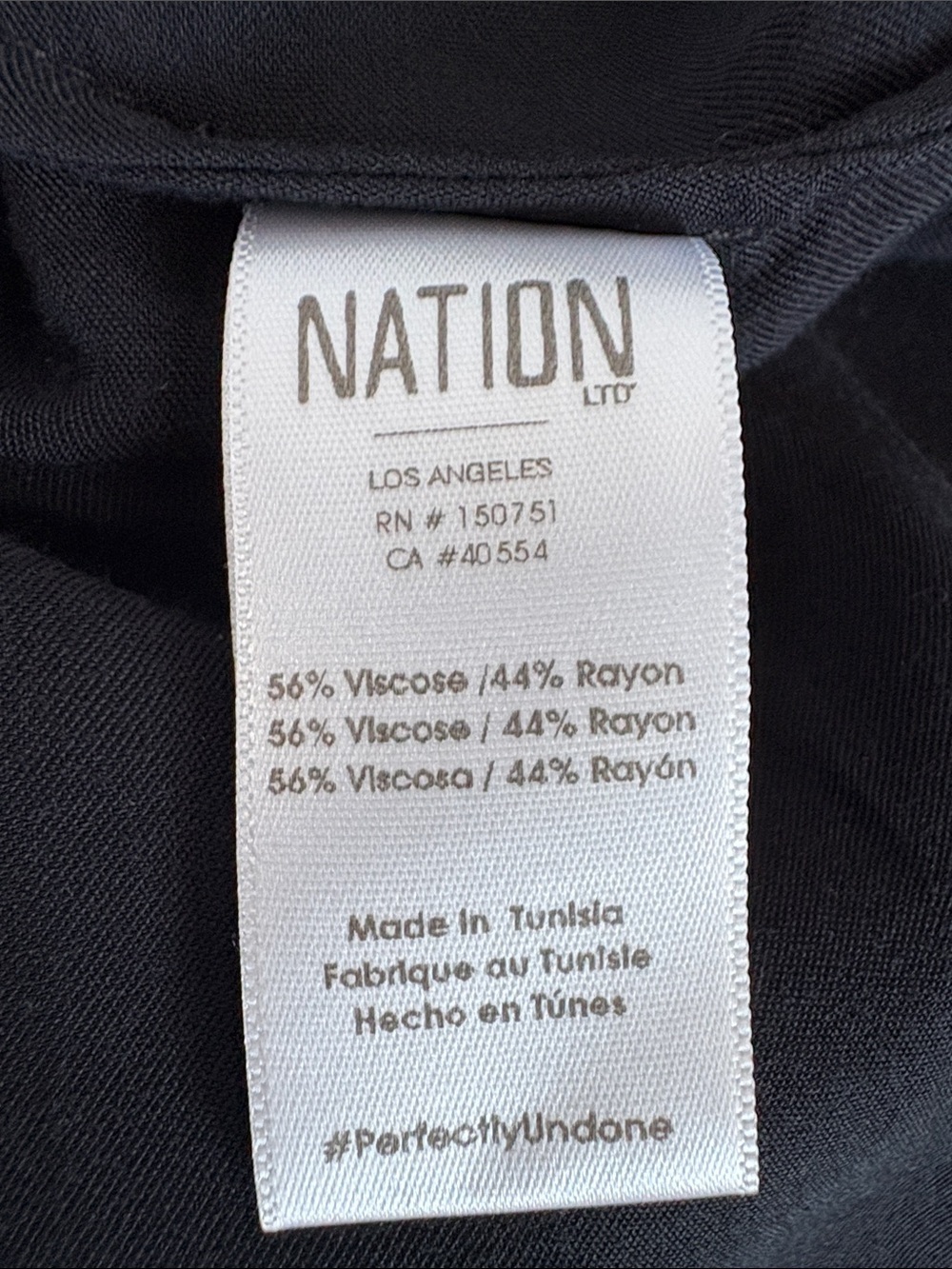 Nation LTE LA black v-neck long sleeve blouse viscose and rayon side slit - Picture 11 of 16